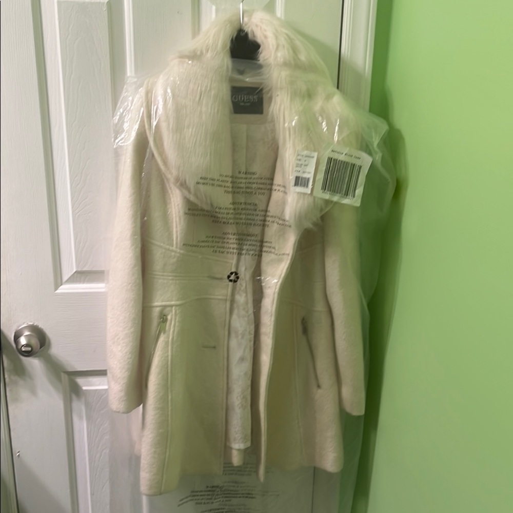 Cream Coat with Faux Fur Collar